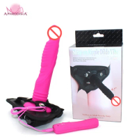Silicone strap on dildo sex toys for women Strapon Lesbian vibrator 7 vibrating Adult 3 size penis suction cup Dildo