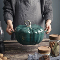 Pumpkin Shape Enamelled Cast Iron Pot Multifunctional Pot Soup Stew Pot Household Enamel Soup Pots Induction Cooker Universal