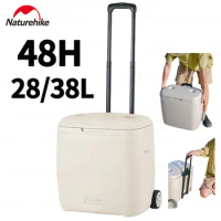 Naturehike 48H Cooler Box Trolley 28/38L Portable Ice Box Camping PE/PP Thermal Box Cooler for Drinks Beach Cooler with Wheel