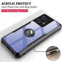 Acrylic Phone Case For Motorola Edge 50 Pro with Ring Stand Edge50 50pro Edge50pro Anti Fall Shell MotoEdge50pro 2024 6.7 inches