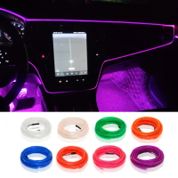1M/2M/3M/5M Car Cold Light EL Wire Neon Flexible Interior Ambient Strip Lamp Tube Rope LED Lights For Car
