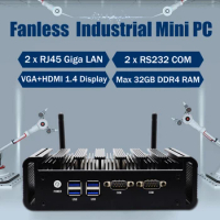 Eglobal Mini Desktop PC Intel i5-8265U DDR4 VGA+1.4HDMI Dual COM 2*Lan Win10/11 TV BOX Multipurpose Mini Computer
