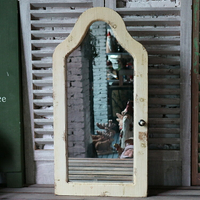 法式鄉村壁掛裝飾鏡置物架 復古實木做舊 浴室壁掛置物架 裝飾鏡1入