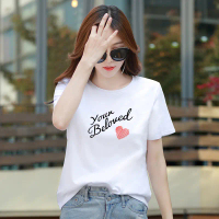 Dễ mang theo Áo phông nữ dáng rộng NA03 in chữ chất liệu thun cotton Loza G0048