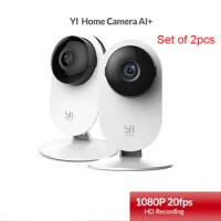 YI Smart Home Camera 1080p Full HD Indoor Baby Monitor Pet AI Human IP Security Cam Wireless Motion Detection Set of 2pcs