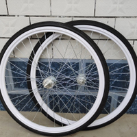 自行車輪轂 24寸26寸前后輪自行車實心胎免充氣車輪組總成加厚鋁合金車圈輪轂-快速出貨