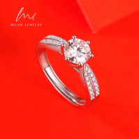 MILAN Moissanite Ring 925 Silver Platinum-Plated 0.5ct 1ct 2ct D Color GRA Certified Elegant High-En