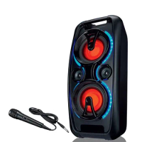 hot selling Double 10 inch speaker trolley portable Bluetooth speaker outdoor party speaker with led light