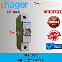 Hager MY106E MCB 1P 6A 1 Pole 1 Phase 6 Ampere SNI