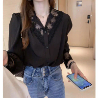 Baju Rekaan Renda Gaya Perancis, Ketibaan Baru, Baju Lengan Panjang Musim Bunga, Baju Jahitan 2025,
