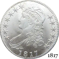 United States Of America Liberty Eagle 1817 50 Cents ½ Dollar Capped Bust Half Dollar Cupronickel Silver Plated Copy Coin