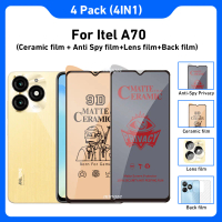 Itel A70 กระจกนิรภัย 4in1 ป้องกันสายลับ ความเป็นส่วนตัว ฟิล์มนุ่ม ป้องกันหน้าจอ สำหรับ Itel A60 60s