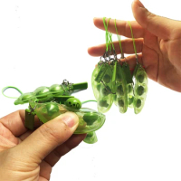 Fidget Squishy Toys Decompression Antistress Toys Squeeze Peas Beans Keychain Relief for Adult Kids Rubber Stress Reliever Toy