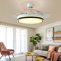 Modern Ceiling Fan Lamp DC Motor Invisible Ceiling Fan Light LED Chandelier Fan Lamp 36 42inch Dining Room Bedroom Living