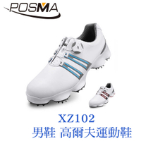POSMA 男款 運動鞋 高爾夫鞋 防水 防滑 網布 透氣 白 紅 XZ102WBRED