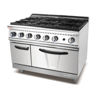 Commercial Kitchen Cooktops Restaurant Stainless Steel 6 Burner Gas Stove With Oven