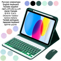 7-Colors Backlit Keyboard for iPad 10th Generation Case 2022 with Pen Slot Cover for Funda iPad 10 Generacion Keyboard 10.9 inch