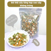 Thịt sấy khô cao cấp tổng hợp các loại thịt khác nhau túi 450gr  mix cỏ mèo [ KHÔNG TRỨNG]- Hỗn Hợp 