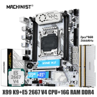 MACHINIST X99 Motherboard Combo LGA 2011-3 Xeon E5 2667 V4 Kit CPU DDR4 RAM 2*8GB 2666MHz Memory NVME USB 3.0 Four Channel K9 V2