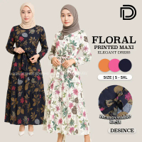 DESINCE Muslimah Long Dress Women Floral Dress Elegant Printed Maxi Dress Long Sleeve Dress Perempua