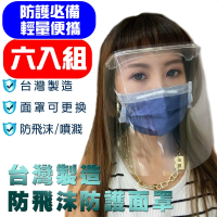 MIT 台灣製造 防飛沫防霧全透明防護面罩 全方位防護面罩(六入組)