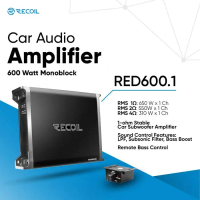 RECOIL RED600.1D - Amplifier Monoblock Klas D 600 Watt 1 Ohm Stable dengan Kontrol Bass Jarak Jauh &