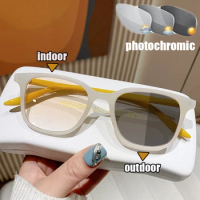 Finished Photochromic Sunglasses with Diopter Luxury Brand Square Frame Myopia Glasses Color Changing Near Sight Eyewear Diopter