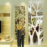 3D Acrylic Tree Mirror Wall Sticker Removable DIY Art Decal Home Decor Mural 100X28CM