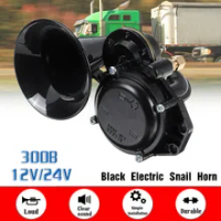 1pc For Car Truck Scania Scania For Volvo Black 48W 24V 300db Snail Horn Loud Clear Sound Car Modification Accessories Universal