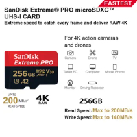 SanDisk Extreme Pro Micro SD 128GB 64GB TF Flash Cards 32GB Memory Card 256GB 512GB Speed Read Up To 170MB/s for Camera