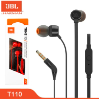 Original JBL TUNE110 In-Ear Headphones With Microphone Stereo Music Bass Earphones JBL T110 3.5mm Wired Earbuds Gaming Headset