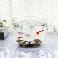 玻璃大碗魚缸 熱帶魚缸 金魚缸桌面魚缸辦公室桌面魚缸創意1入