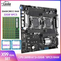 X99DUAL Motherboard Dual With XEON E5 2698V4*2 And 256GB(8*32G) DDR4 2400Hz REG ECC Memory Combo Kit NVME M.2 USB3.0