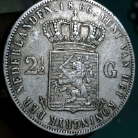 koin perak 2½ Gulden Willem III 1866 plus slab koin