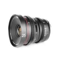 Meike 25mm T2.2 Large Aperture Manual Focus Prime Cine Lens for Olympus Panasonic M43 /Fujifilm X / Sony E/Canon RF cameras