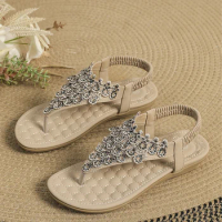 Summer Woman 1.5cm Platform 3cm Low Heels Bohemian Sandals Fenty Beauty Large Size Elegant Vintage Bling Beach Flip Flops Slides