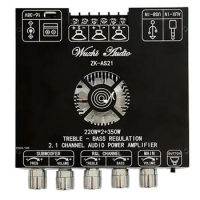 1PCS ZK-AS21 2.1 Channel TPA3255 BT Digital Power Amplifier Board Module High And Low Tone Subwoofer 220WX2+350W