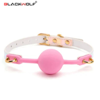 BLACKWOLF Slavery Bondage Ball Gag Silicone BDSM Open Mouth Gags Oral Fixation Erotic Toys For Couples Adult Games Sex Products