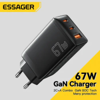 Essager 67W GaN USB Type C Charger For Laptop 45W 25W PD QC 3.0 Fast Charge For Macbook Xiaomi Samsung Iphone14 13 Phone Chagers