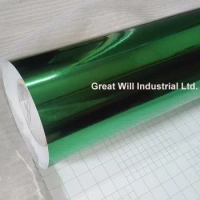 3 Layers Green Chrome Mirror Vinyl Wrap Film Car Wrap Chrome Green Foil Sticker With Air Bubble Free Size 1.52*30m/Roll