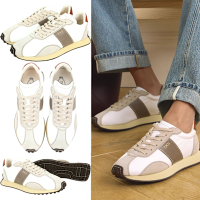 TOD S T Vintage 燙金字母飾小牛皮科技面料拼接麂皮繫帶運動鞋(男鞋/白色)