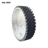 400*100mm Belt Grinder Contact Wheel Grooved Rubber Polishing Wheel Dynamically Balanced