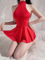 Ghina Gaun sexy Club malam kasual babydoll Bahan melar XL Merah