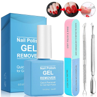 Gel  Remover with 7 Way Nail Buffer & Nail Cuticle Pusher Professional Simple Easier Gel  Remover Se