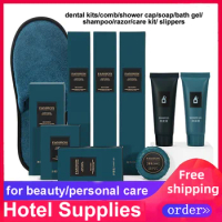 Free Shipping Hotel Supplies Wholesale Toothbrush Toothpaste Dental Kit Vanity Slipper Shmpoo Shower Gel Razor Comb