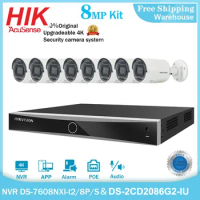 Hikvision 4K 8CH 8MP IP Camera Security Kit DS-2CD2086G2-IU NVR DS-7608NXI-I2/8P/S POE CCTV Video Recorder Surveillance System