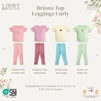 LIBBY Setelan Atasan Anak Besar Perempuan Ruffle Kaos Polos Briona Top & Celana Legging Curly Peremp