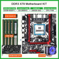 X79 Motherboard kit xeon E5 2650 V2 Processor 4*8GB=32GB 1600 RECC memory RX580 8GB Video card NVME 256GB M.2 CPU Cooler set