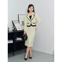 Set bộ vest công sở dài tay phối chân váy dáng ôm chất chéo hàn Orchid - BT15B394