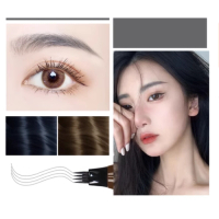 2支四叉眉筆持久防水防汗不脫色不暈染細頭(3#)(灰棕色)#N80_014_302